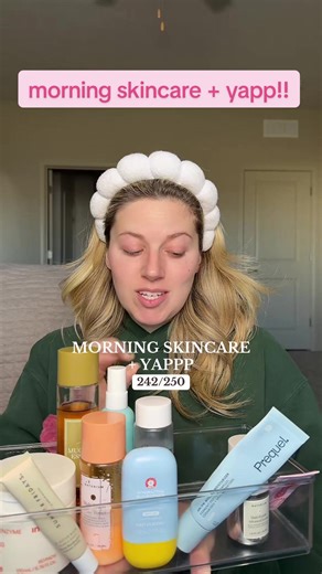 morning skincare yappp cleanser @cocokind toner pads @Innisfree US mist @ cocokind toner @imfrom_us toner @Stratia Skin toner @Naturium serum @TOPICALS serum @ naturium moisturizer @Prequelskin spf @First Aid Beauty lippie @Summer Fridays