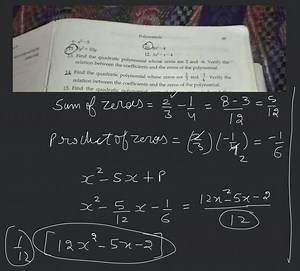 Polynomials499. x2−5(11. 5y2 10y13. Find the quadratic poly... | Filo