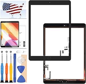 Screen Replacement Kit for iPad Air 1 1st Generation A1474 A1475 A1476 Touch Screen Digitizer Glass Panel with Home Button Repair Parts for iPad 5 Touchscreen Free Tools (Black)