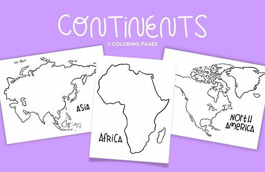 Continents Coloring Pages, Coloring for Kids, Printable - Etsy