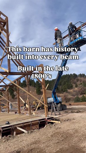 This project blends 1800s timber framing craftsmanship with modern structural steel. This barn was originally built in Wisconsin in the late 1800s, burned in 1905, and was rebuilt using traditional post and beam construction with mortise and tenon joinery and hand-hewn timbers. You can still see the original auger-drilled peg holes and trunnel pockets from the original build. The frame was disassembled by @threetentimber , shipped to South Dakota, and rebuilt by them on the customer’s property.