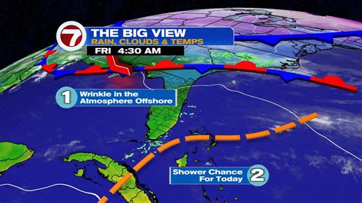 A small wrinkle in the atmosphere offshore will leave South Florida with a chance of seeing showers this afternoon, but it should be drier & warmer overall. However, millions are under cold weather alerts from the Southern Rockies to New England ahead of a major winter storm. | Vivian Gonzalez
