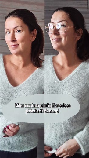 Villahullu on Instagram: "🇬🇧 In the Ellaneule pattern I designed, there is a fairly deep V-neck, which may not be to everyone’s taste. You can modify the finished garment to have a smaller neckline by picking up stitches along the edge of the V-neck and then finishing them with an i-cord bind-off. #ellaneule #mohairsweater #dropskidsilk #knittedsweater #vneck"