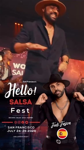 As much as we love bachata—and our 2026 bachata lineup is truly world-class—our salsa lineup is just as strong. We’re bringing top salsa headliners from Europe, and one of them is Fadi 🇪🇺🔥 Known for his musicality, precision, and dynamic stage presence, Fadi is a standout salsa artist who brings both elegance and power to the dance floor. Get ready for inspiring workshops, exciting performances, and unforgettable social dancing with one of Europe’s finest. | San Francisco's Hello Dance Fest