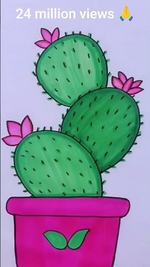 Kawaii Cactus Drawing Tutorial 🥰🌵
