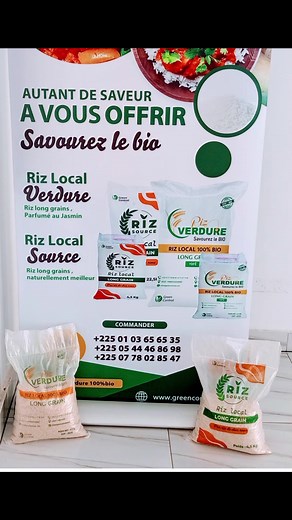 🍚 Boostez votre santé avec nos riz locaux Verdure et Source. Riches en fibres et en nutriments essentiels, ils favorisent une digestion saine et renforcent le système immunitaire. Faites le choix de la qualité pour prendre soin de vous au quotidien🌾 💚 Disponibles dans vos points de vente habituels. Service client : 225 05 44 46 86 98 225 07 78 02 85 47 #GreenControl #RizLocal #RizSource #RizVerdure #SaveursAuthentiques