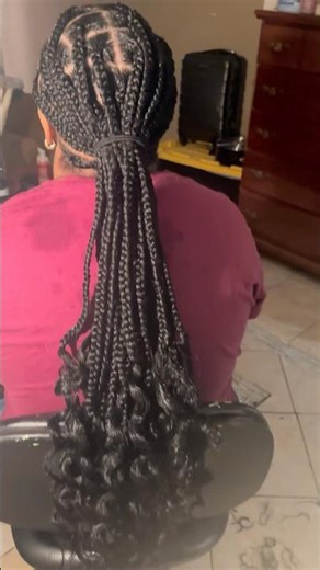 Medium knotless braids and curly end #braids #knotlessbraids #ponytailbraids
