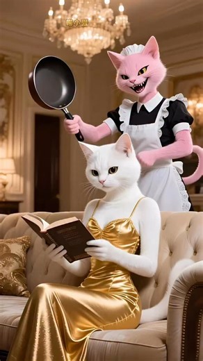 Meow Mind | The cat maid disguised herself as the hostess, and the plan was accidentally destroyed by the kitten... #ai #cat #kitten #animation | Instagram