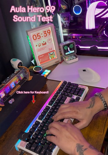 Aula Hero 99 high quality sound test! The Black and Pink version of this full sized Hall effect keyboard sounds so good! You can even adjust the actuation point of each key! Comes with the attached RGB bar across the top, full numpad, L shaped shortcut keys, and metal accents on each side! Amazing RGB lights, hot swappable key caps and magnetic switches, everything you need in a wired usb-c keyboard! #keyboard #mechanicalkeyboard #halleffect #spotlightfinds #tiktokshopjumpstartsale
