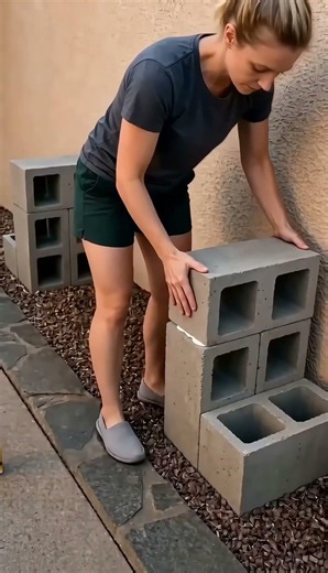 DIY Concrete Block Bench with Built-in Planters | Easy Outdoor Bench Project. #concretediy