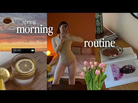 6AM peaceful spring morning 🌷 mindful steps for a productive day