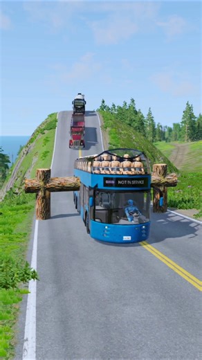 Colorful Long Cargo Trucks & school bus vs Bollards Crash – BeamNG.drive#shortvideo #beamngdrive