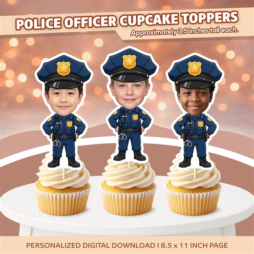 Personalized Police Officer Cupcake Toppers – Custom Photo (digital Download) - Etsy UK