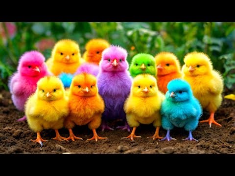 World Cute Chickens, Colorful Chickens, Rainbows Chickens, Cute Ducks, Cat, Rabbit, Cute Animals