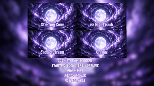 Animated Stream Screens | Twitch Starting Soon, BRB, Offline | PNG   MP4 | Ready to Use