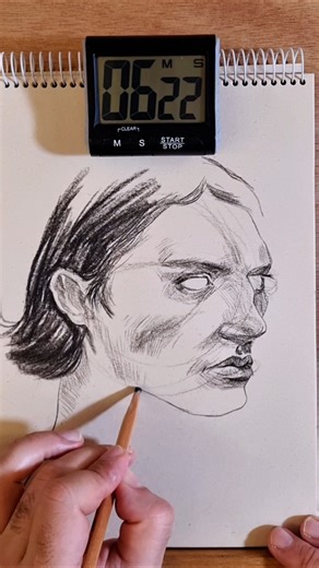 20-Minute Portrait Drawing Challenge ⏱️ | Pencil Sketch Timelapse #shorts #art