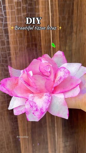 Tissue Paper Lotus 🌸 | Easy DIY Flower ✨#paperflower #shorts #craft #diy #flower #aestheticflower