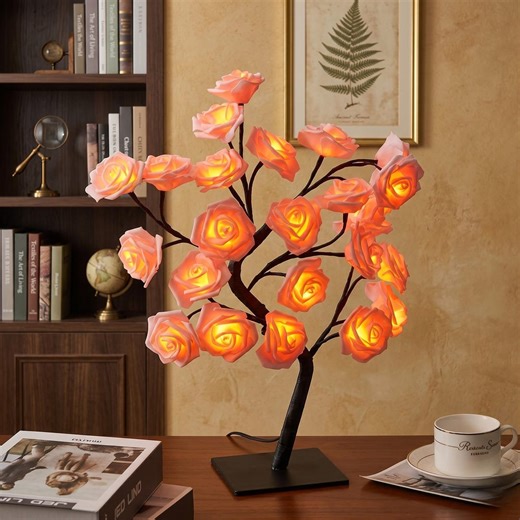 LED Rose Tree Lamp – Romantic Floral Night Light for Bedroom Desk Home Decor - Etsy
