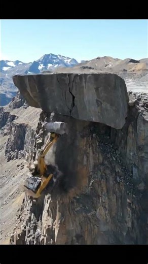 Excavator Removing Dangerous Rock Overhang | Cliffside Engineering