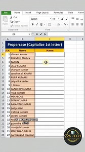 34K views · 264 reactions | Proper function in Exel❤️|How to change first letter to capital in excel #excel #exceltricks #exceltips #shorts #viral #trending #MicrosoftCopilot #fbshortvideo #fbshorts #msexceltutorials #msexceltricks #msexceltraining #msexcelformulas #msexcelshortcutkeys #computer #dktechcomputergyan | DK TECH Computer GYAN | Facebook