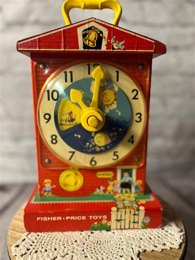 Vintage 1962 Fisher Price Music Box Teaching Clock #998 - Etsy