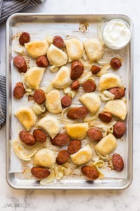 Sheet Pan Perogies and Sausage