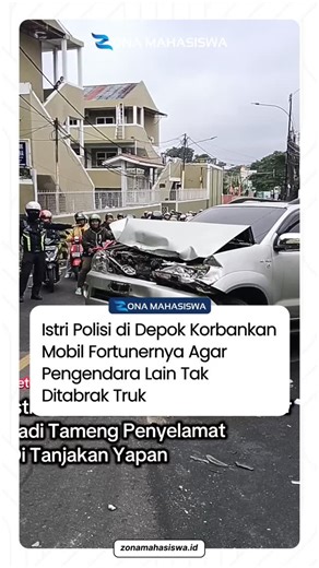 Media Online Mahasiswa on Instagram: "Beredar video yang memperlihatkan kecelakaan lalu lintas yang dialami sebuah truk dan mobil Toyota Fortuner di jalur menanjak Jalan Raya Muchtar, Sawangan, Kota Depok. Menariknya, sopir Fortuner adalah istri dari seorang anggota polisi. Erika sengaja merelakan mobilnya ditabrak truk yang gagal menanjak demi menyelamatkan pengendara lain. Peristiwa ini berawal saat satu unit truk bermuatan pasir melaju di jalur menanjak Jalan Raya Muchtar. Tiba-tiba, truk ter