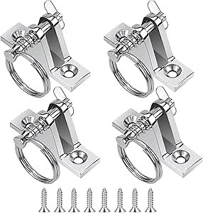 4 Pack Bimini Top 90°Deck Hinge with Pin and Ring, 316 Stainless Steel Deck Hinge Mount Bimini Top Fitting Hardware