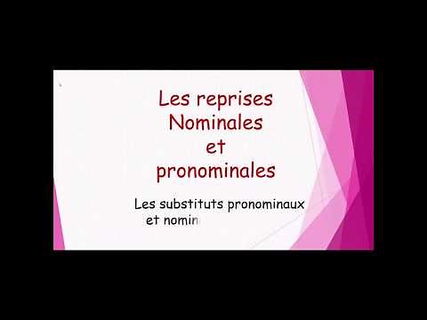 Leçon les reprises nominales et pronominales