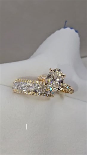Amor jewelers custom jewelry specialist on Instagram: "Valentine’s Day Special – His & Her Diamond Set Valentine’s Day is just around the corner. Celebrate love with this stunning His & Her diamond set, crafted in yellow gold and designed to complement each other perfectly. Details: His diamond band featuring a bold multi-row design with baguette and round diamonds Her engagement ring with an elegant oval-shaped center diamond and diamond-accented band Matching set with exceptional brilliance an
