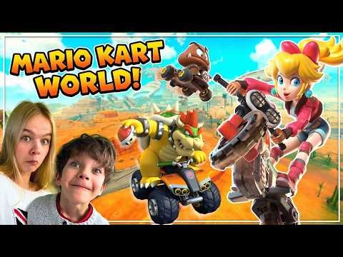 Goomba vs. Peach vs. Bowser in Mario Kart World! | Ima and Jessy