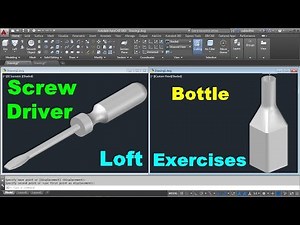 AutoCAD 3D Practice Drawing for Loft Command | AutoCAD 3D Mechanical Drawing | Bottle & Screw Driver