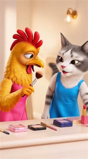 chicken & cat friendship