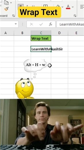 Wrap Text in Excel Shortcut 🤔#excel #exceltips #office #exceltutorial #shortsfeed #shorts