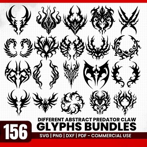 Abstract Predator Claw Glyphs Svg Png Pdf & Dxf Bundle for Cricut Instant Downloads - Etsy