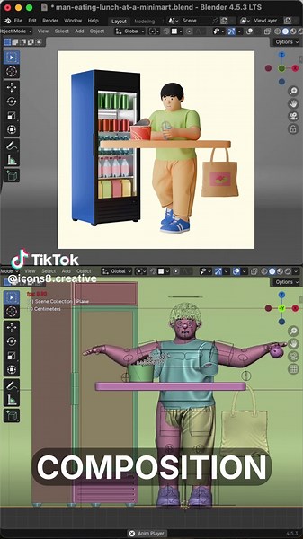 creating a 3D scene — from modeling and material setup to the final render composition #behindthescenes #motion #animation #blender #renders #design #illustration