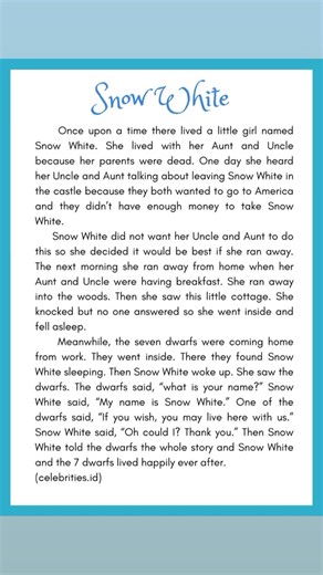 Snow White Narrative Story in English