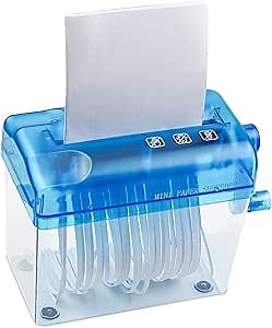 2 Pcs Manual Paper Shredder Mini Hand Shredder Portable Shredder A6 Documents Paper Cutting Tool Mini Cutting Machine Small Desktop Stationery Paper Cutter with 1.5L Basket for Office School Home