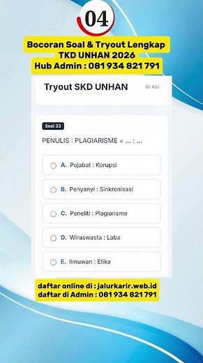 BOCORAN SOAL TKD UNHAN LENGKAP #unhan #profilingasn #skd