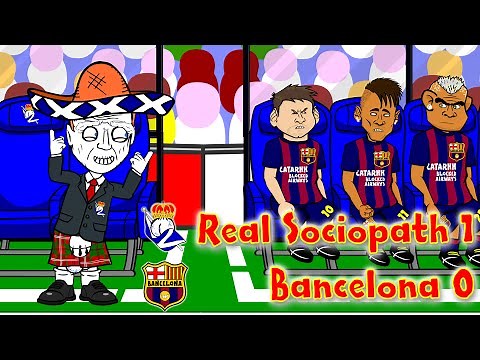 🇪🇸REAL SOCIEDAD vs BARCELONA 1-0🇪🇸(4.1.15 Alba own goal David Moyes Football Cartoon by 442oons)