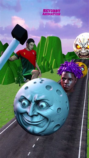 Giant Moon Heads vs Ronaldo NOKIA AXE ! 🔨😱 #shorts #beamng.drive #shorts