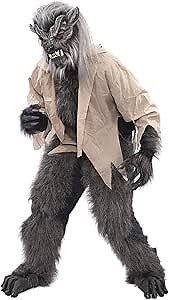 Zagone Studios Men's Werewolf Costume Night Crawler with Mask, Grey, one Size fits Most