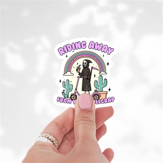 Riding Away From Problems Sticker, Funny Mental Health Humor Decal (waterproof Vinyl) - Etsy Canada