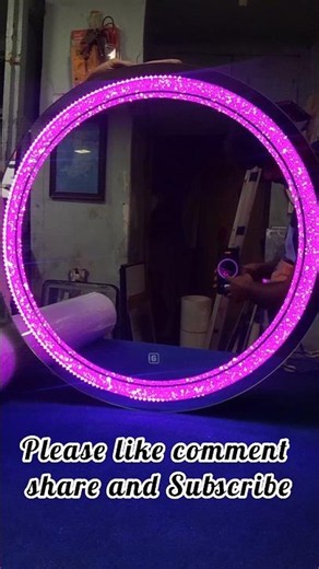 Premium Round Crystal LED Mirror ✨ Pink & Warm White Light 🪞 #shorts #ledmirror
