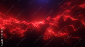 Red energy magic digital high tech waves with light rays lines and energy particles. Abstract background. Video in high quality 4k, motion design