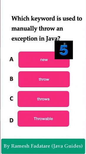 Java Quiz 22 - Which keyword is used to manually throw an exception in #java #quiz