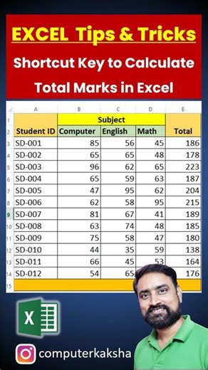 SUM Formula भूल जाओ 😲 Excel Total Shortcut Key #shorts