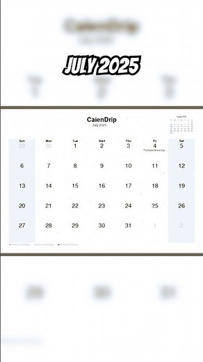 Calendar July 2025 #monthsoftheyear