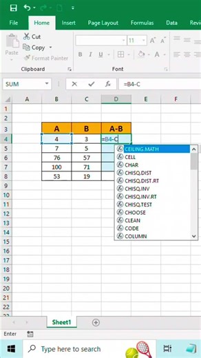 How to Subtract Numbers in Excel just 5 seconds 😮🔥 #shorts #technicalsuraj001