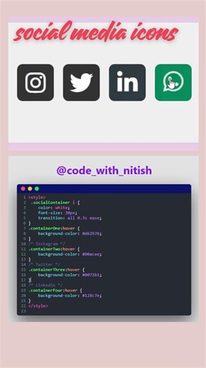 How to add social media icons in website using html css | HTML, CSS #html #css #website #websiteicon